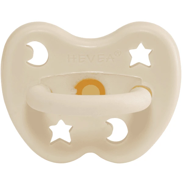 HEVEA Schnuller - Naturkautschuk / Milky White / Rund / Stern & Mond (ab 3 Mon.)