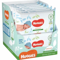 Huggies Feuchttücher Natural Biodegradable Sensitive 12 X 48 Babytücher, Großpackung