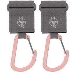 LÄSSIG Kinderwagenhaken 2er Set Karabiner Grau