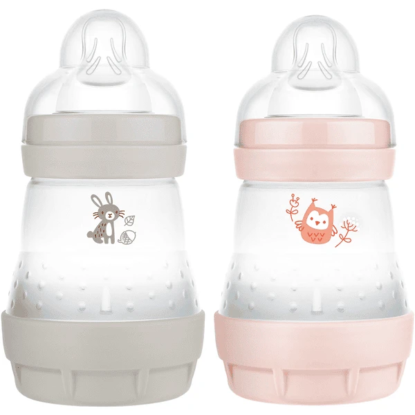 MAM Babyflasche Easy Start Anti Colic-Elements 160 Ml 2 Stück Hase/Eule In Grau/rosa