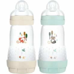 MAM Babyflasche Easy Start Anti Colic-Elements 260 Ml 2 Stück Fuchs/Waschbär In Beige/mint