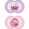 MAM Schnuller Original I Love Daddy Aus Silikon 6+ Monate, Rosa/lila