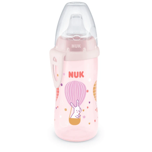 NUK Babyflasche Active Cup, Rosa, Motiv Hase 300ml