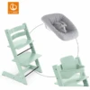STOKKE® Mega Tripp Trapp® Set Hochstuhl Buche Soft Mint Inkl. Newborn Set™ Grey Und Baby Set Soft Mint